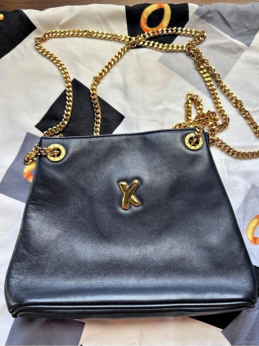 Paloma Picasso Black & gold Chain Shoulder Bag